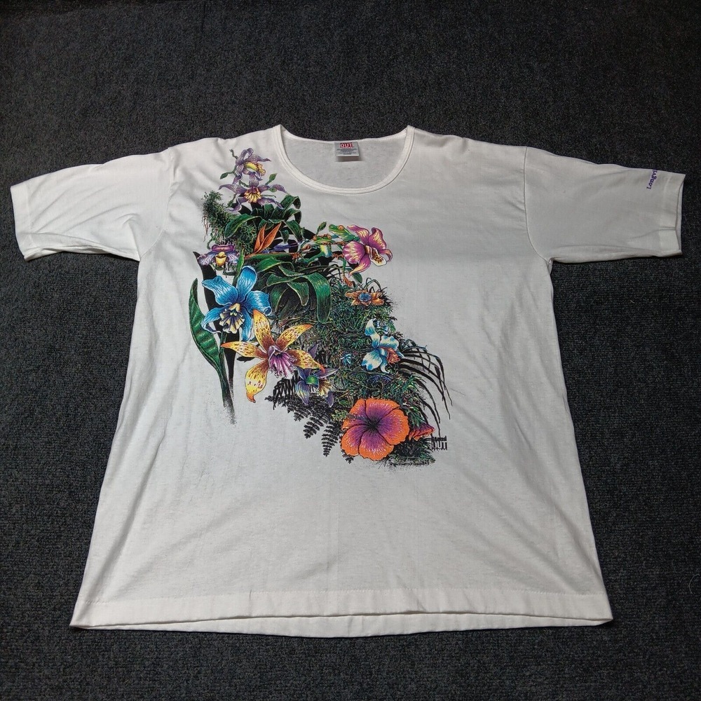 Vintage Stand Out Designs Shirt Women XL White Floral Flower Graphic 1994 90s